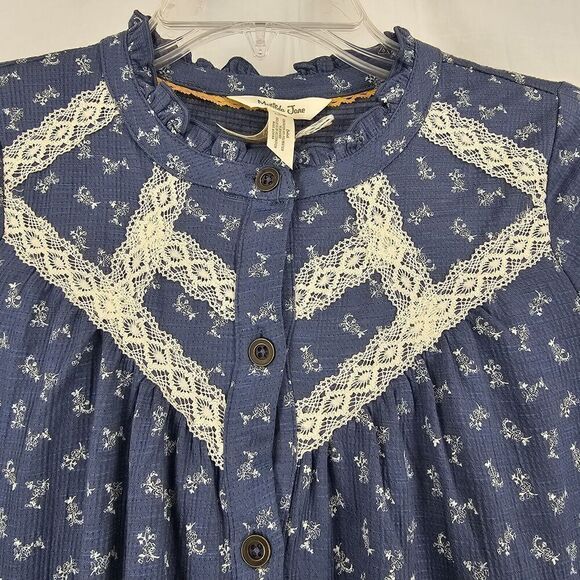 NEW Matilda Jane JEMMA Peasant Top Girls 10 Blue Boho Floral Crochet Blouse - Picture 6 of 7